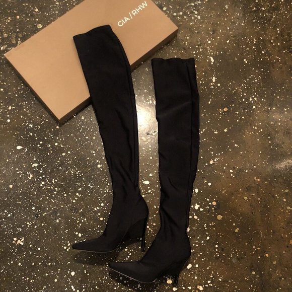 GIA BORGHINI x RHW Above the Knee Flat Boot Black - Picture 7 of 11